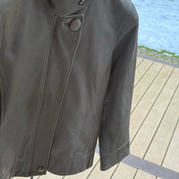Valette leather jacket gray M Lamb leather!  See pen mark on jacket.  3/4 sleeve - Picture 10 of 13